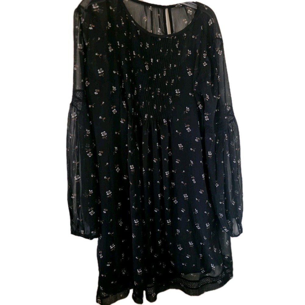 Vintage Abercrombie & Fitch Floral Black Dress Long Sleeved – Size Medium